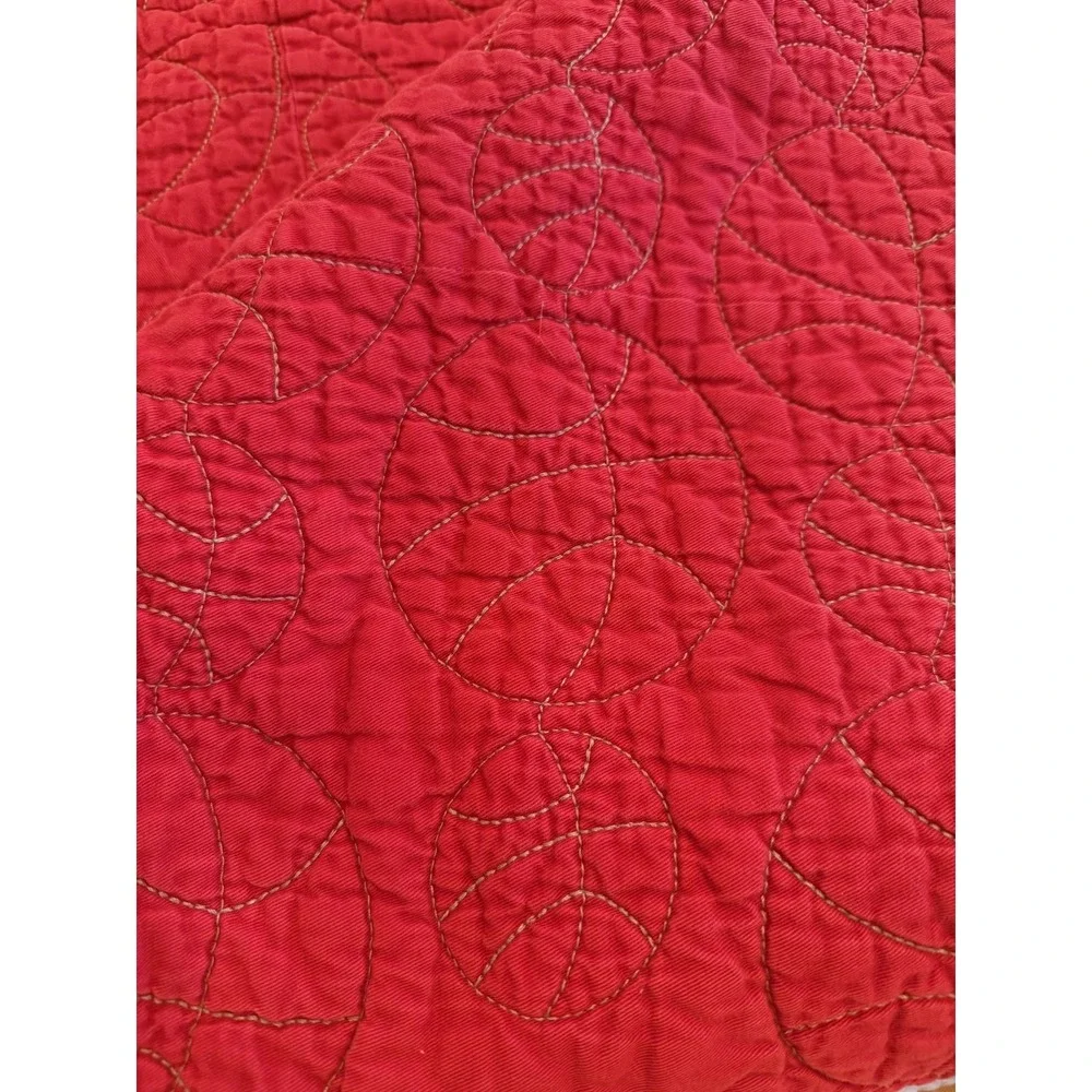 Pottery Barn Kids Twin Red Blue Embroidered Cotton Quilt Reversible Basketball